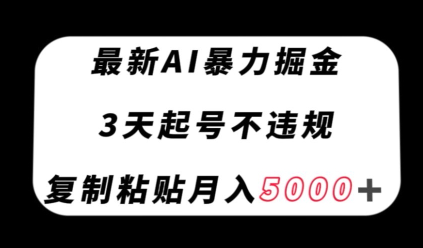 最新AI暴力掘金，3天必起号不违规，复制粘贴月入5000＋【揭秘】-天天项目库