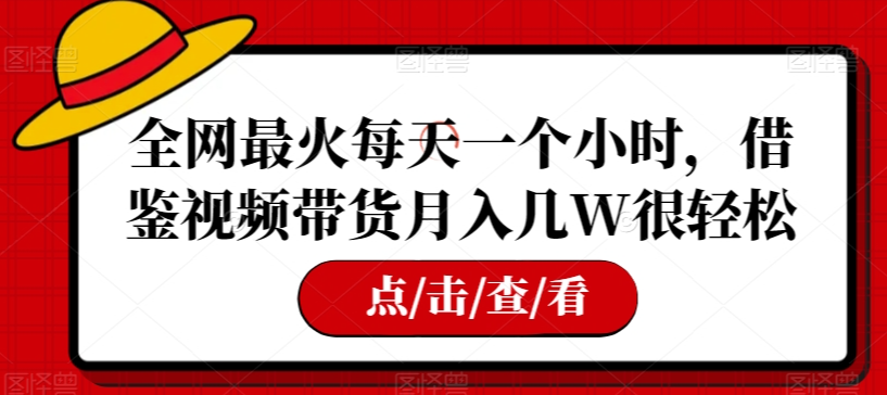 全网最火每天一个小时，借鉴视频带货月入几W很轻松【揭秘】-天天项目库