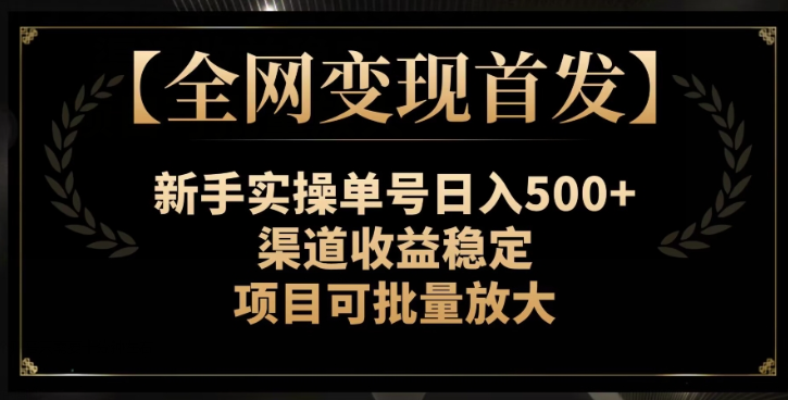 【全网变现首发】新手实操单号日入500+，渠道收益稳定，项目可批量放大【揭秘】-天天项目库