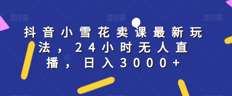 抖音小雪花卖课最新玩法，24小时无人直播，日入3000+【揭秘】-天天项目库