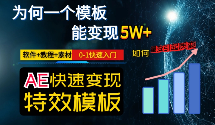 AE视频特效模板变现月入3-5W，0-1快速入门，软件+教程+素材-天天项目库