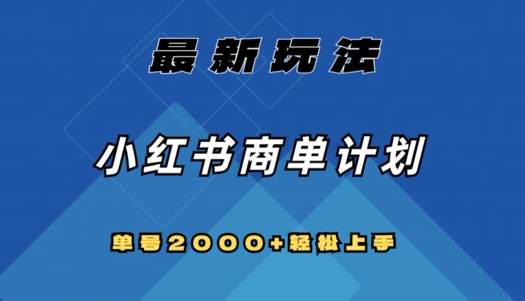 全网首发，小红书商单计划最新玩法，单号2000+可扩大可复制【揭秘】-天天项目库