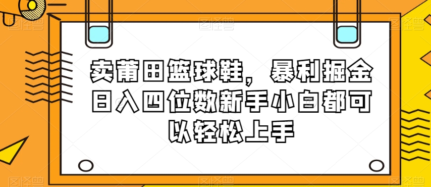 卖莆田篮球鞋，暴利掘金日入四位数新手小白都可以轻松上手【揭秘】-天天项目库