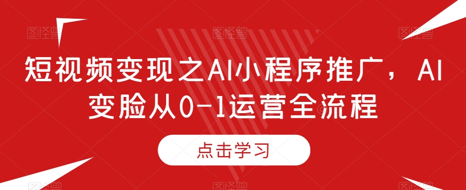 短视频变现之AI小程序推广，AI变脸从0-1运营全流程-天天项目库