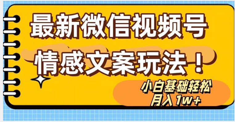 微信视频号情感文案最新玩法，小白轻松月入1万+无脑搬运【揭秘】-天天项目库