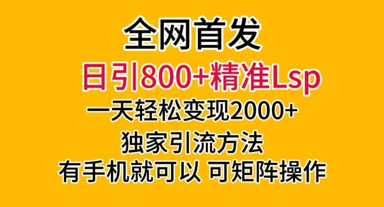 全网首发！日引800+精准老色批，一天变现2000+，独家引流方法，可矩阵操作【揭秘】-天天项目库