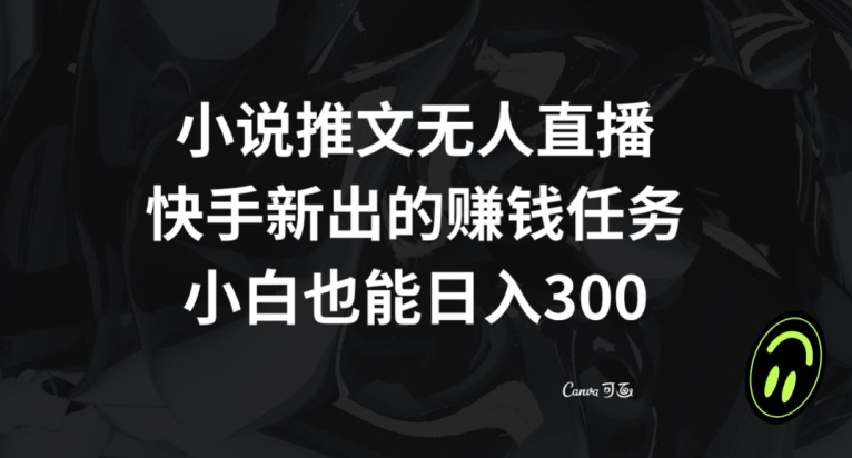 小说推文无人直播，快手新出的赚钱任务，小白也能日入300+【揭秘】-天天项目库