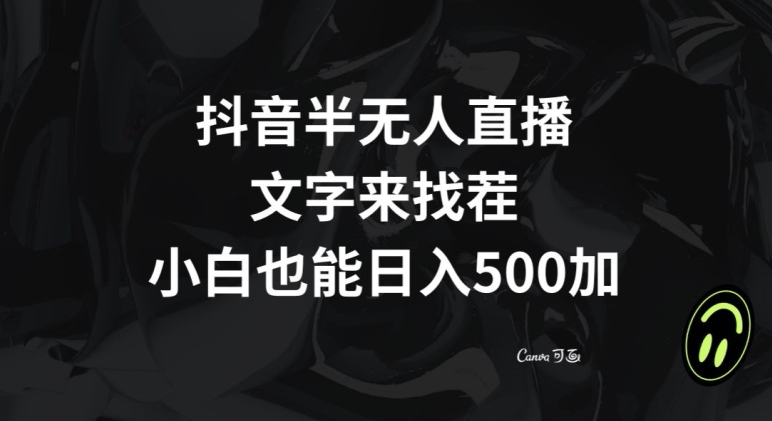 抖音半无人直播，文字来找茬小游戏，每天收益500+【揭秘】-天天项目库