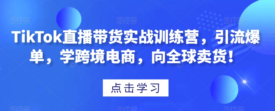 TikTok直播带货实战训练营，引流爆单，学跨境电商，向全球卖货！-天天项目库