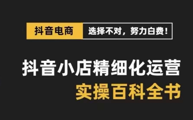 抖音小店精细化运营百科全书，保姆级运营实操讲解-天天项目库