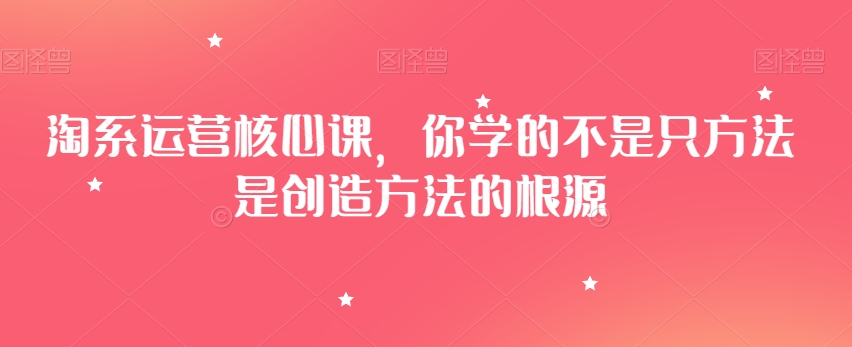 淘系运营核心课，你学的不是只方法是创造方法的根源-天天项目库