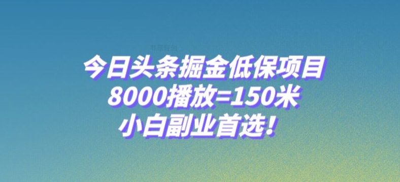 今日头条掘金低保项目，8000播放=150米，小白副业首选【揭秘】-天天项目库