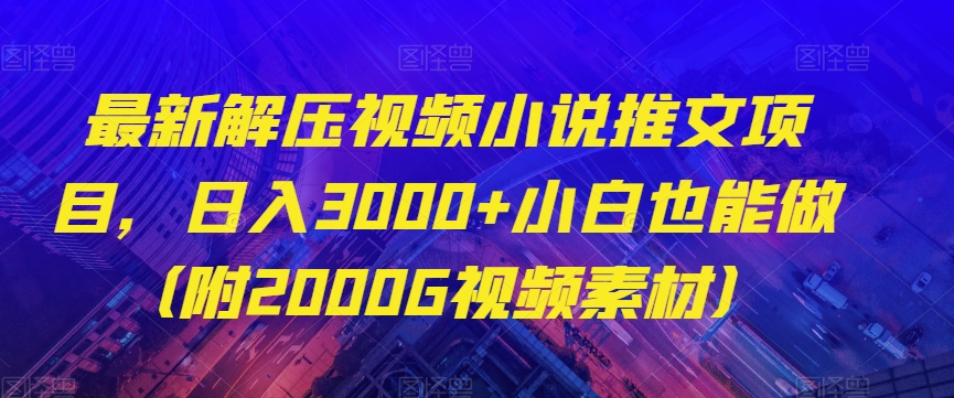 最新解压视频小说推文项目，日入3000+小白也能做（附2000G视频素材）【揭秘】-天天项目库