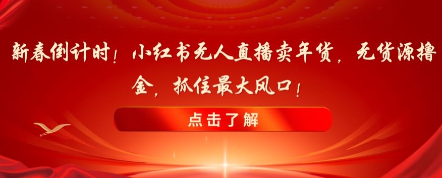 新春倒计时！小红书无人直播卖年货，无货源撸金，抓住最大风口【揭秘】-天天项目库