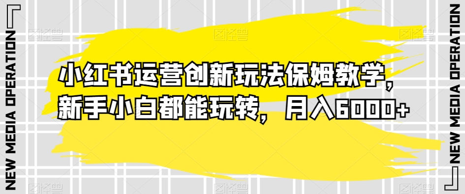 小红书运营创新玩法保姆教学，新手小白都能玩转，月入6000+【揭秘】-天天项目库