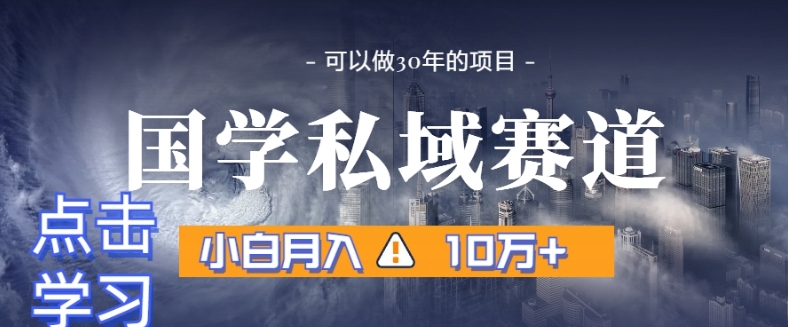 暴力国学私域赛道，小白月入10万+，引流+转化完整流程【揭秘】-天天项目库