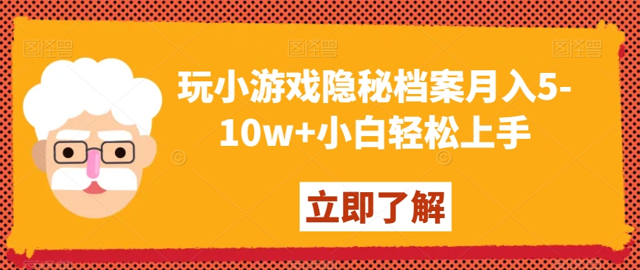 玩小游戏隐秘档案月入5-10w+小白轻松上手【揭秘】-天天项目库