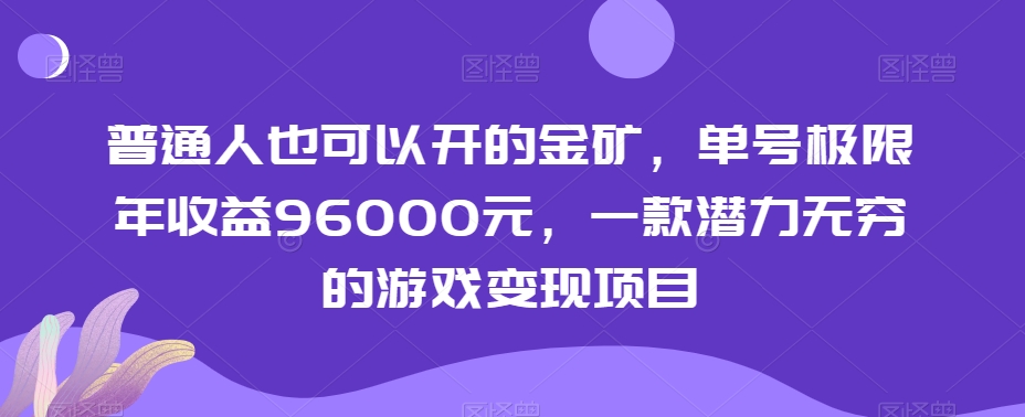 普通人也可以开的金矿，单号极限年收益96000元，一款潜力无穷的游戏变现项目【揭秘】-天天项目库