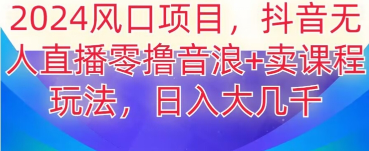 2024风口项目，抖音无人主播撸音浪+卖课程玩法，日入大几千【揭秘】-天天项目库