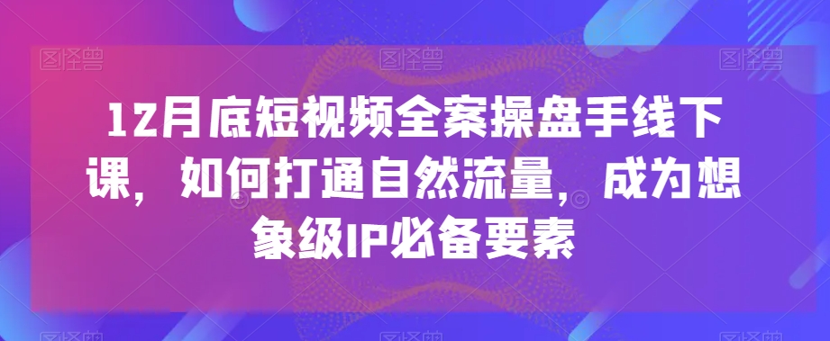 12月底短视频全案操盘手线下课，如何打通自然流量，成为想象级IP必备要素-天天项目库