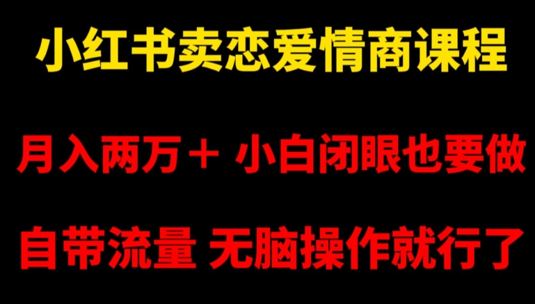 小红书卖恋爱情商课程，月入两万＋，小白闭眼也要做，自带流量，无脑操作就行了【揭秘】-天天项目库