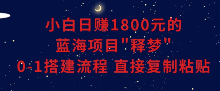 小白能日赚1800元的蓝海项目”释梦”0-1搭建流程可直接复制粘贴长期做【揭秘】-天天项目库