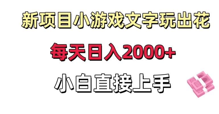 新项目小游戏文字玩出花日入2000+，每天只需一小时，小白直接上手【揭秘】-天天项目库