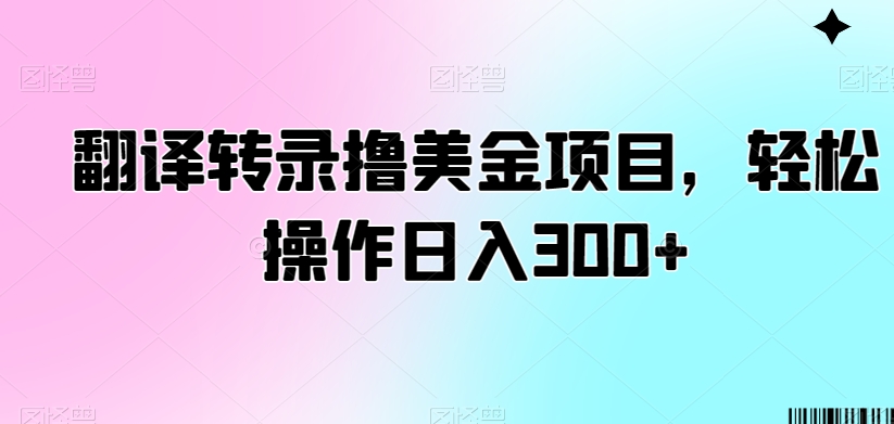 翻译转录撸美金项目，轻松操作日入300+【揭秘】-天天项目库