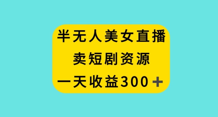 半无人美女直播，卖短剧资源，一天收益300+【揭秘】-天天项目库