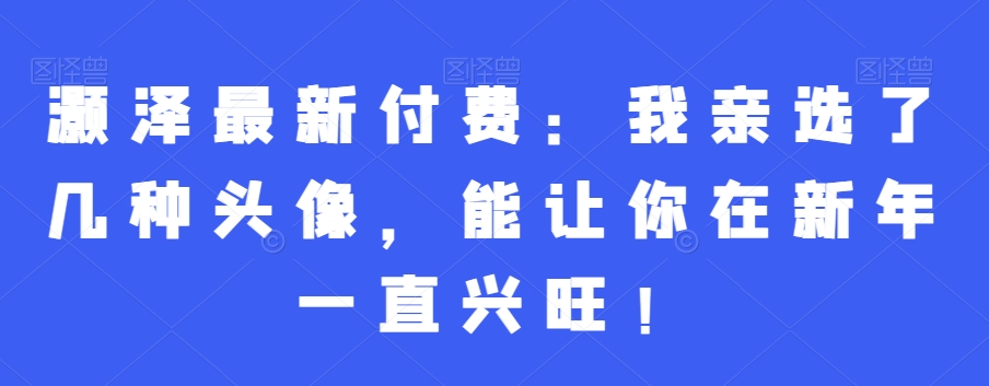 灏泽最新付费：我亲选了几种头像，能让你在新年一直兴旺！-天天项目库