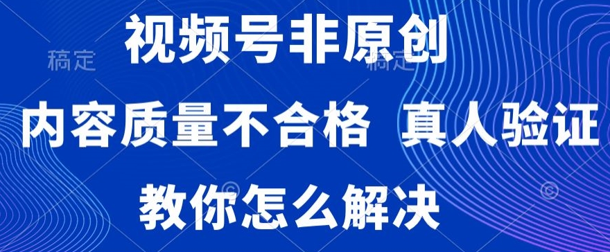 视频号非原创，内容质量不合格，真人验证，违规怎么解决【揭秘】-天天项目库