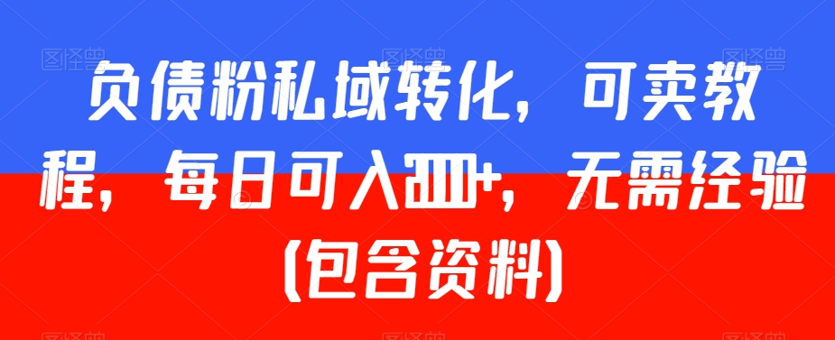 负债粉私域转化，可卖教程，每日可入2000+，无需经验（包含资料）【揭秘】-天天项目库