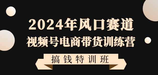 2024年风口赛道视频号电商带货训练营搞钱特训班，带领大家快速入局自媒体电商带货-天天项目库