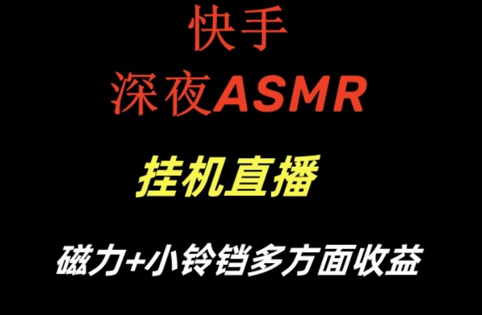 快手深夜ASMR挂机直播，磁力+小铃铛收益（附带工具和5G素材）【揭秘】-天天项目库