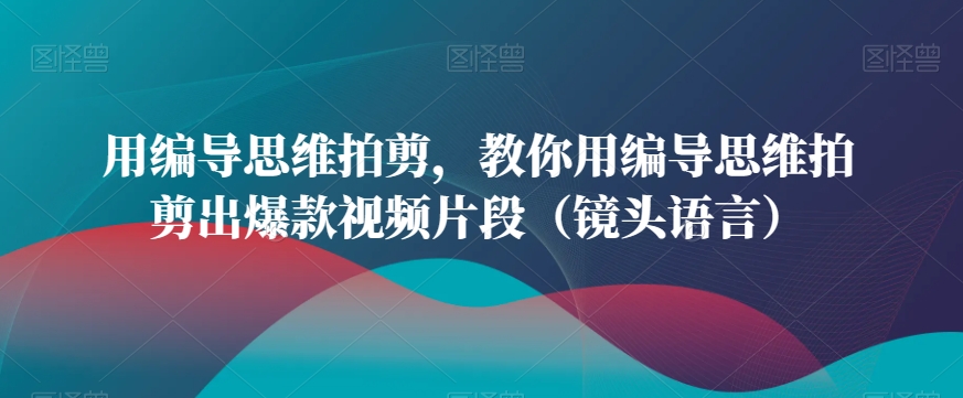 用编导思维拍剪，教你用编导思维拍剪出爆款视频片段（镜头语言）-天天项目库