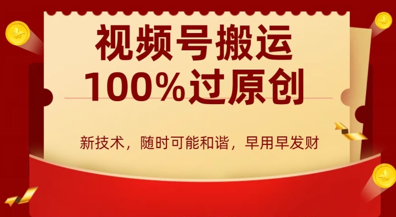 外边收费599创作者分成计划，视频号搬运100%过原创，新技术，适合零基础小白，月入两万+【揭秘】-天天项目库