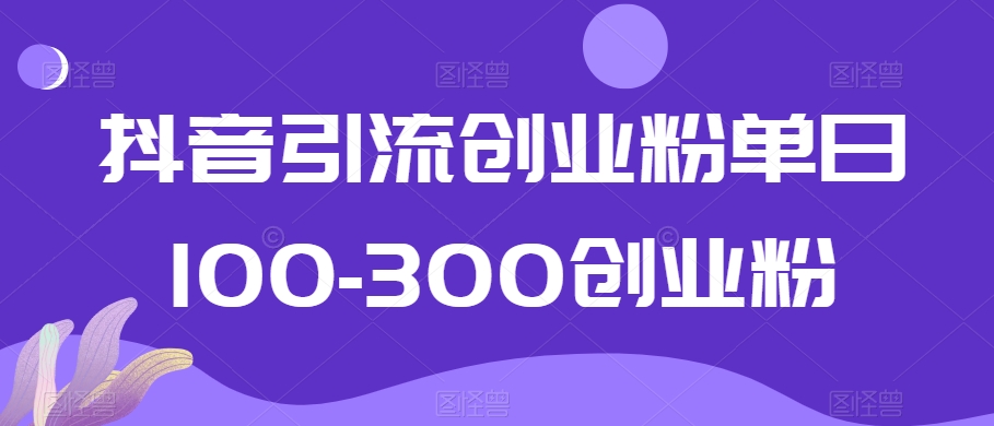 抖音引流创业粉单日100-300创业粉【揭秘】-天天项目库