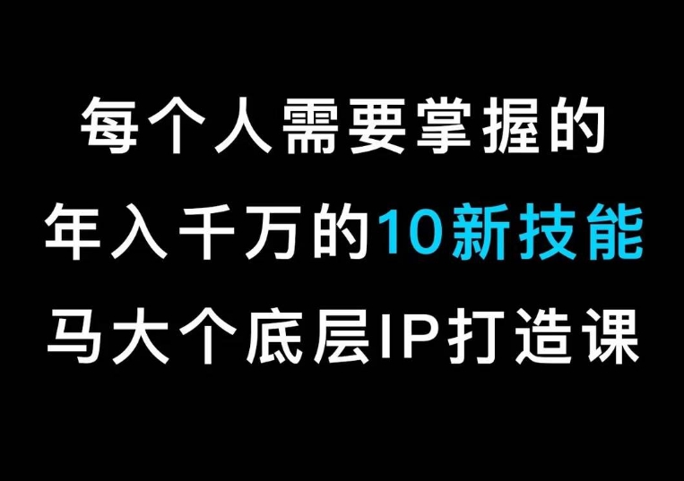 马大个的IP底层逻辑课，​每个人需要掌握的年入千万的10新技能，约会底层IP打造方法！-天天项目库