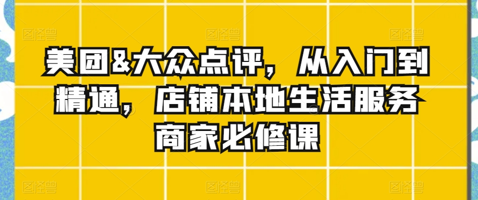 美团&大众点评，从入门到精通，店铺本地生活服务商家必修课-天天项目库