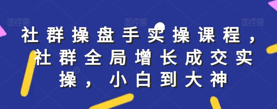 社群实操课程，社群全局增长成交实操，小白到大神-天天项目库