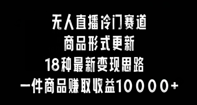 无人直播冷门赛道，商品形式更新，18种变现思路，一件商品赚取收益10000+【揭秘】-天天项目库