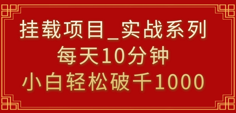 挂载项目，小白轻松破1000，每天10分钟，实战系列保姆级教程【揭秘】-天天项目库