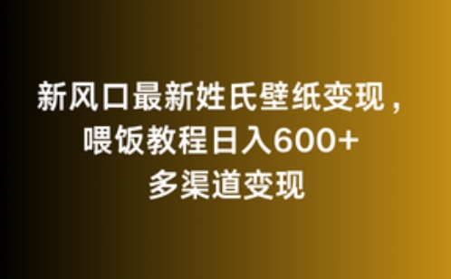 新风口最新姓氏壁纸变现，喂饭教程日入600+【揭秘】-天天项目库