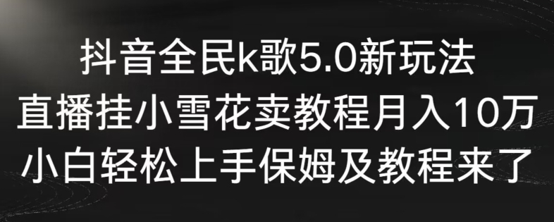 抖音全民k歌5.0新玩法，直播挂小雪花卖教程月入10万，小白轻松上手，保姆及教程来了【揭秘】-天天项目库