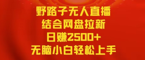 野路子无人直播结合网盘拉新，日赚2500+，小白无脑轻松上手【揭秘】-天天项目库