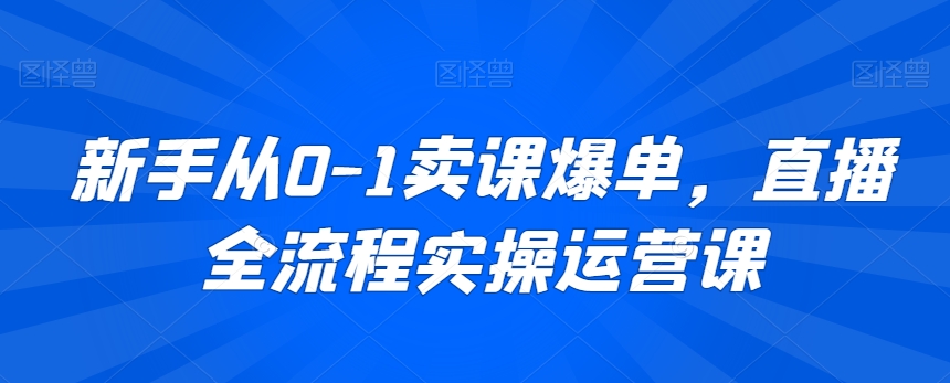 新手从0-1卖课爆单，直播全流程实操运营课-天天项目库