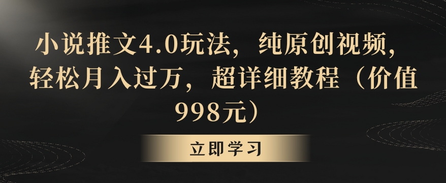 小说推文4.0玩法，纯原创视频，轻松月入过万，超详细教程（价值998元）【揭秘】-天天项目库