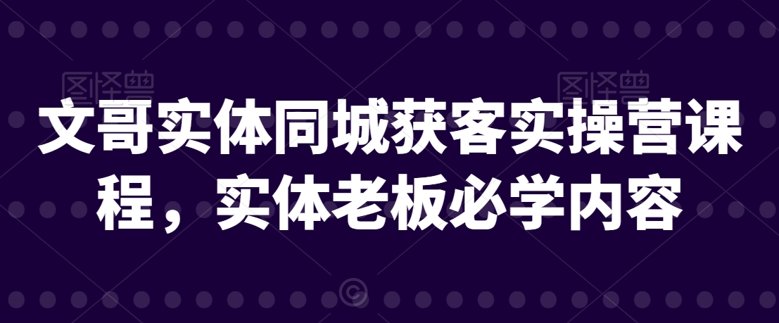 文哥实体同城获客实操营课程，实体老板必学内容-天天项目库