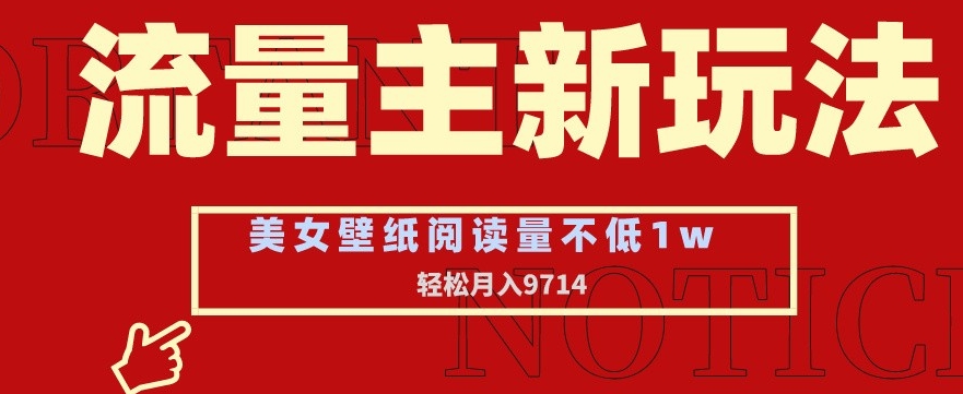 流量主新玩法，美女壁纸和头像，阅读量不低于1w，月入9741【揭秘】-天天项目库