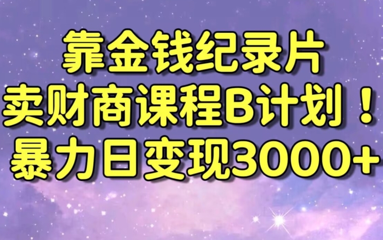 财经纪录片联合财商课程的变现策略，暴力日变现3000+，喂饭级别教学【揭秘】-天天项目库